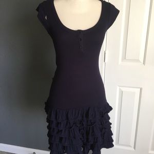 Forever 21 navy ribbed ruffle dress